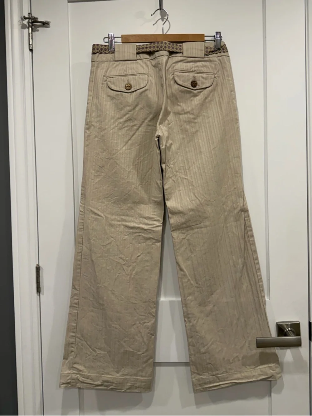Y2K GAPstretch, Beige Stretch Ankle Wide Leg Chino with flowered tie belt - Picture 9 of 11